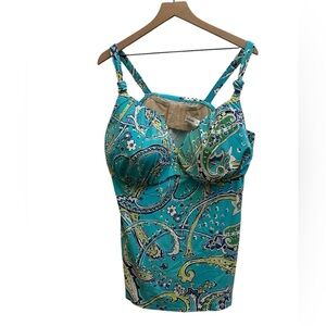 Lane Bryant Adjustable Bra Tankini‎ Swim Top Sz 44G Underwire